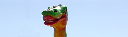 Der drollige Dino vom Freizeitpark Baku in Corralejo